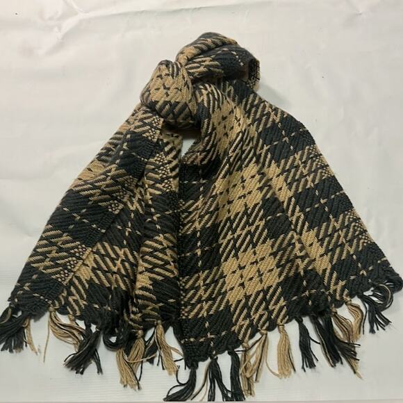 ECHO TAN & GREY SCARF ACRYLIC‎ & WOOL - Picture 6 of 6